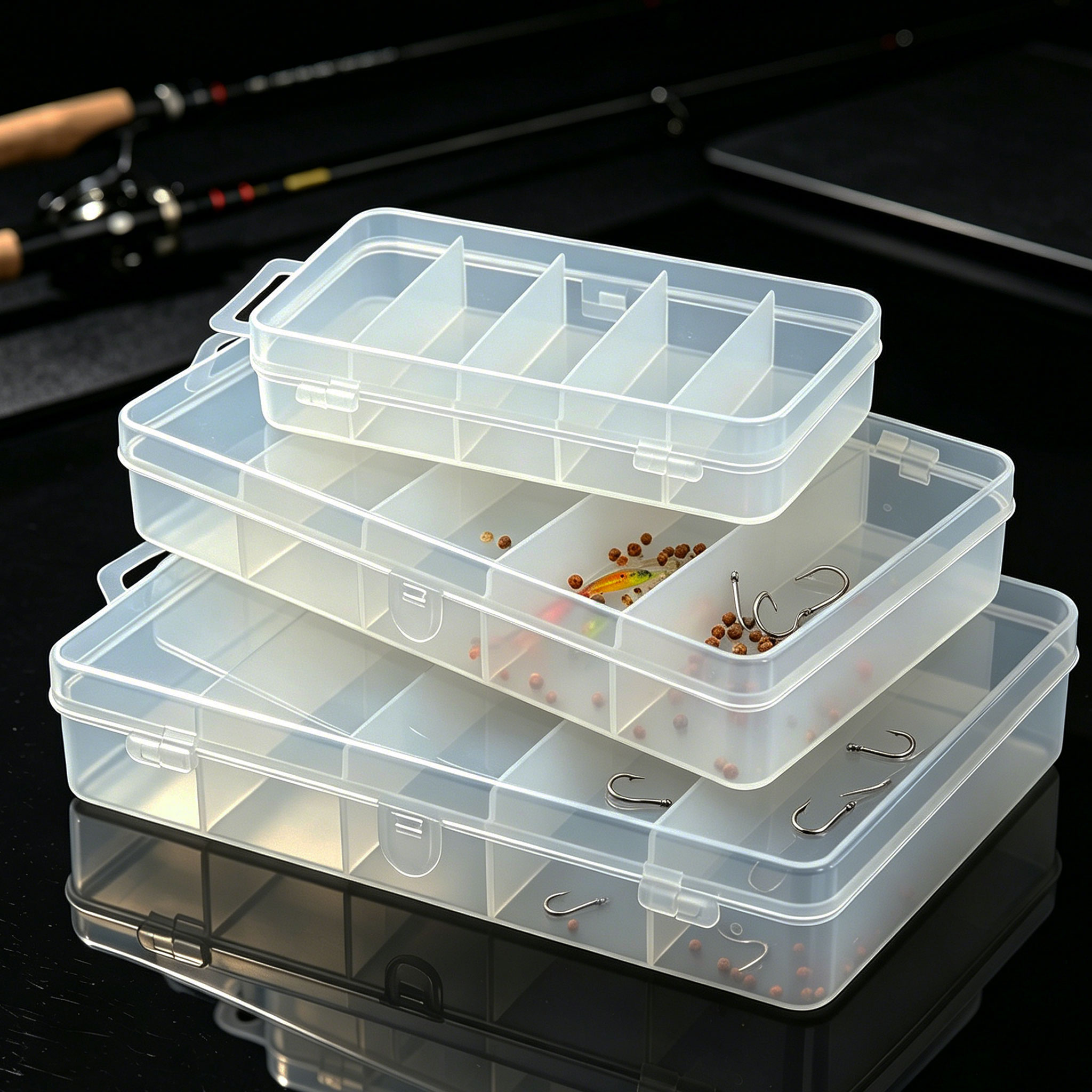 Fishing Hook Box - 1/3 peças, 3 tamanhos de iscas