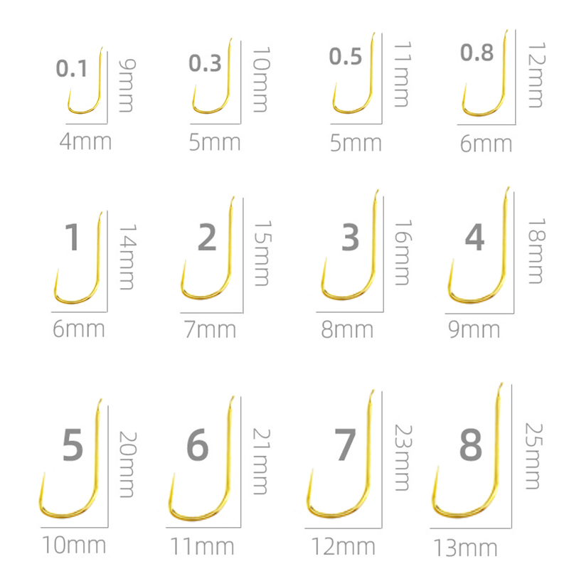 Fishing Hook Size - 100 peças shinkanto sem ardósia multi-tipo