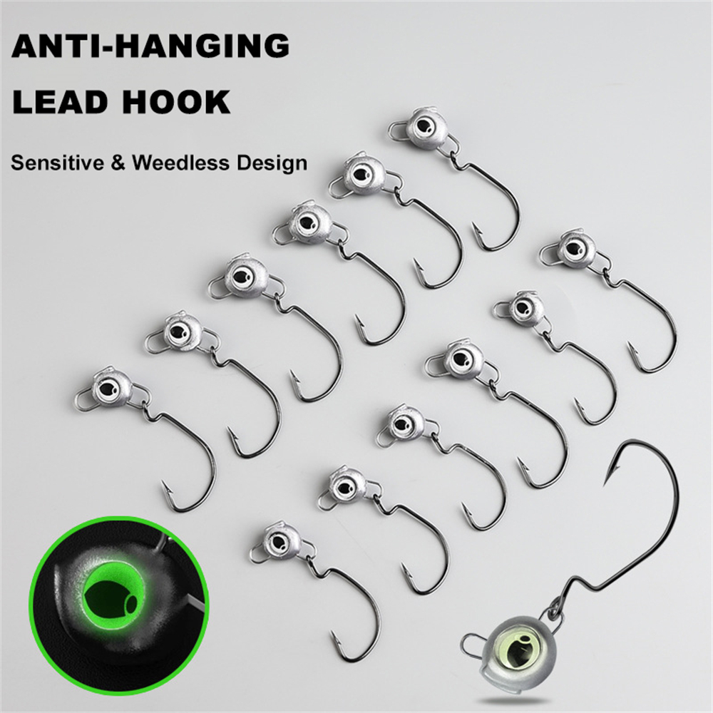 10 peças cabeças de gabarito s - Fishing Hook Weedless avaliação e preço