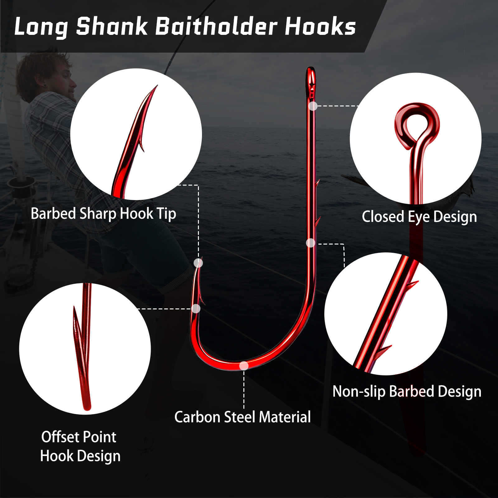 9km baitholder ganchos de pesc - Fishing Hook Circle avaliação e preço
